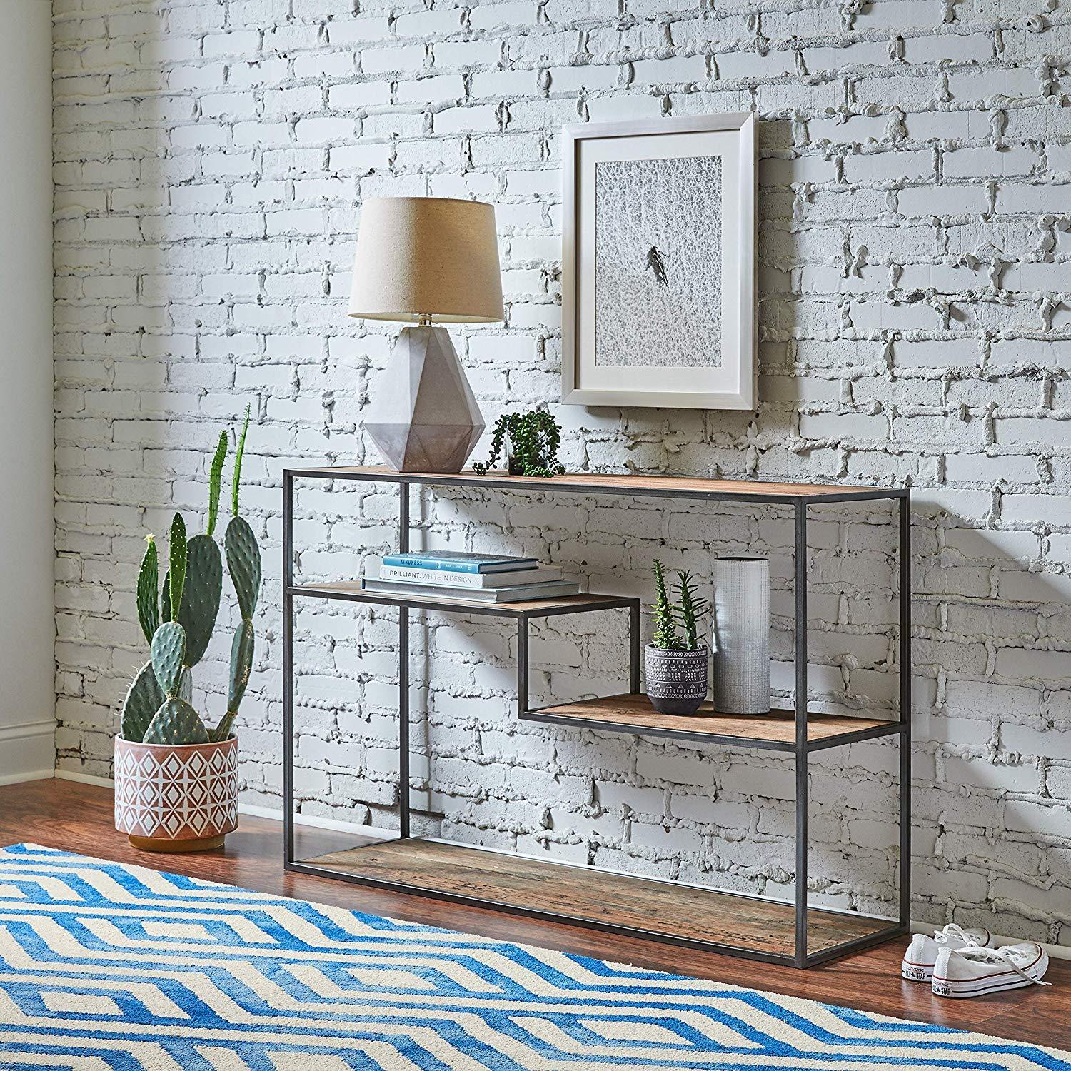 Iron Frame Solid Wood Console Table for Living Room Entrance - Furnishiaa -  -